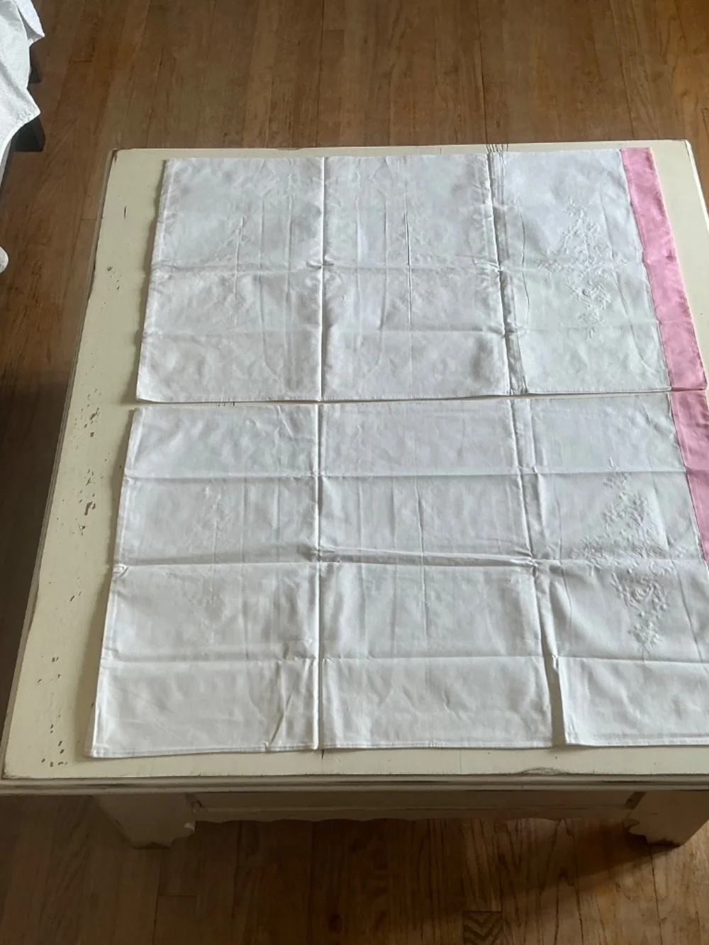 8 Vintage 100% Cotton White Floral Embroidered pillowcases